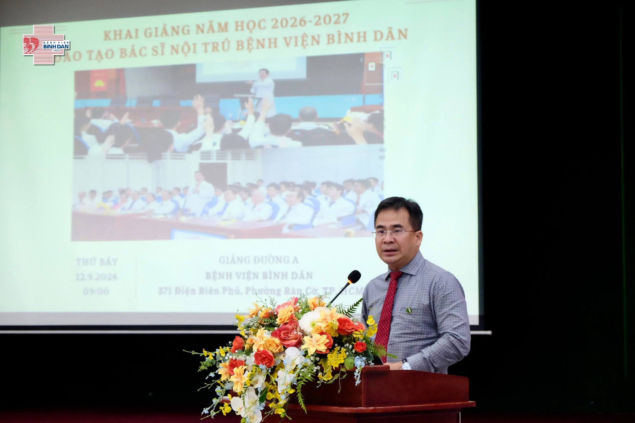 PGS.TS.BS Ngô Quốc Đạt - Hiệu trưởng Trường Đại học Y khoa Phạm Ngọc Thạch phát biểu tại lễ khai giảng
